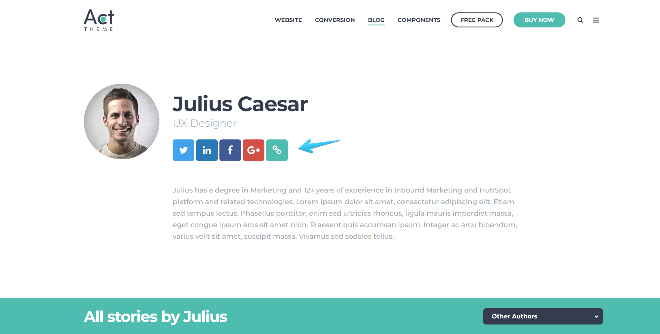 Act2 Blog II Author Social Icons Sample