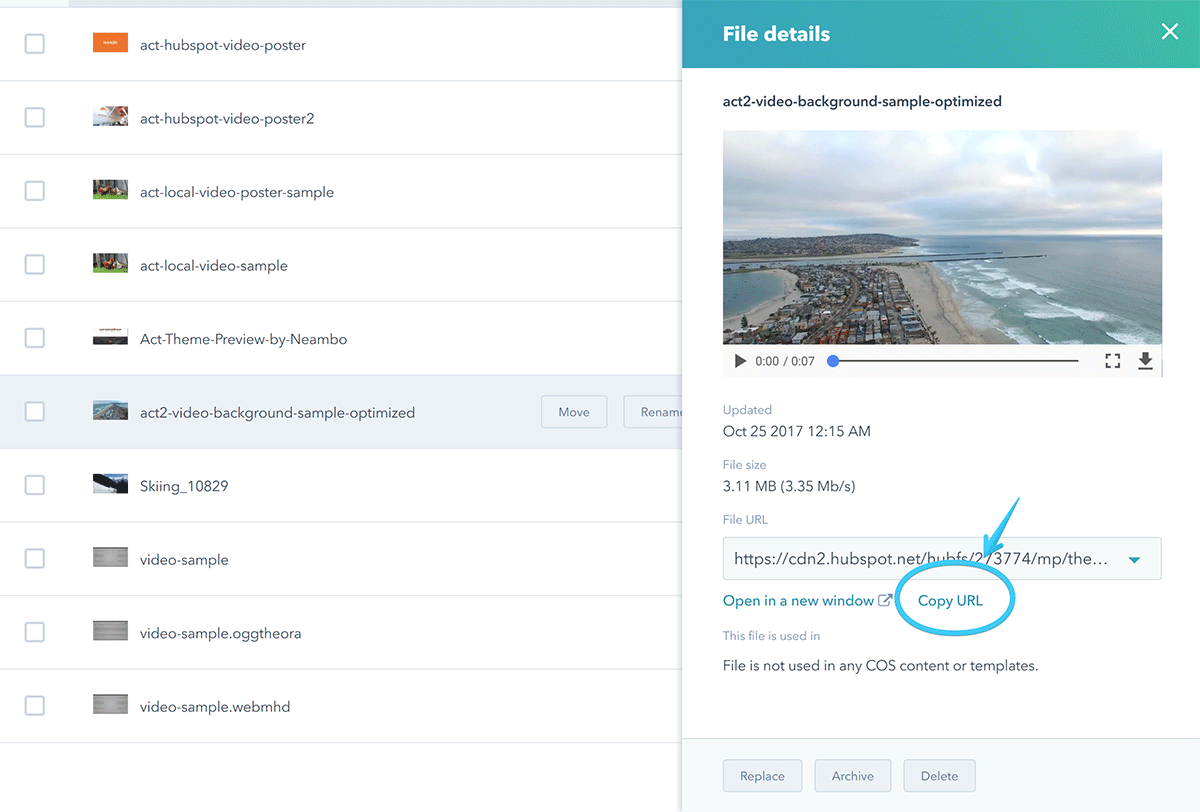 Act2 File Manager Copy Video URL