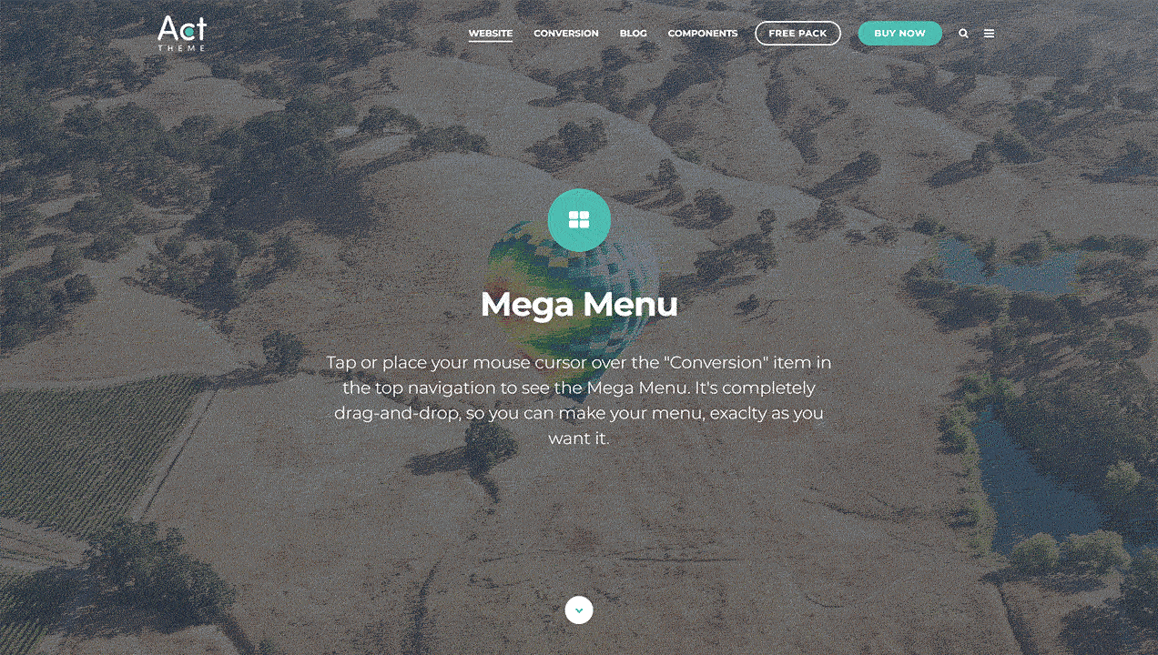 Act2 Transparent overlapping header with Mega Menu Sample