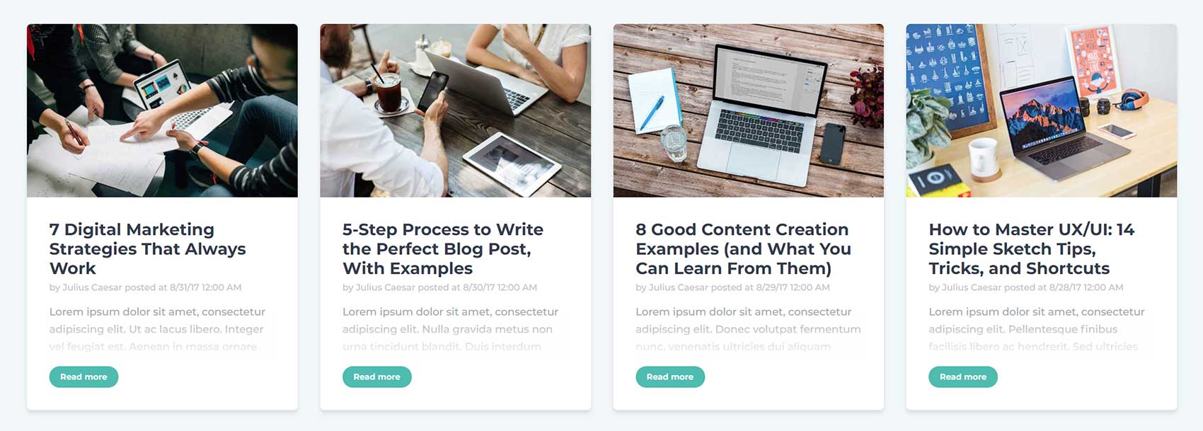 Act2 RSS Cards Four Column Sample