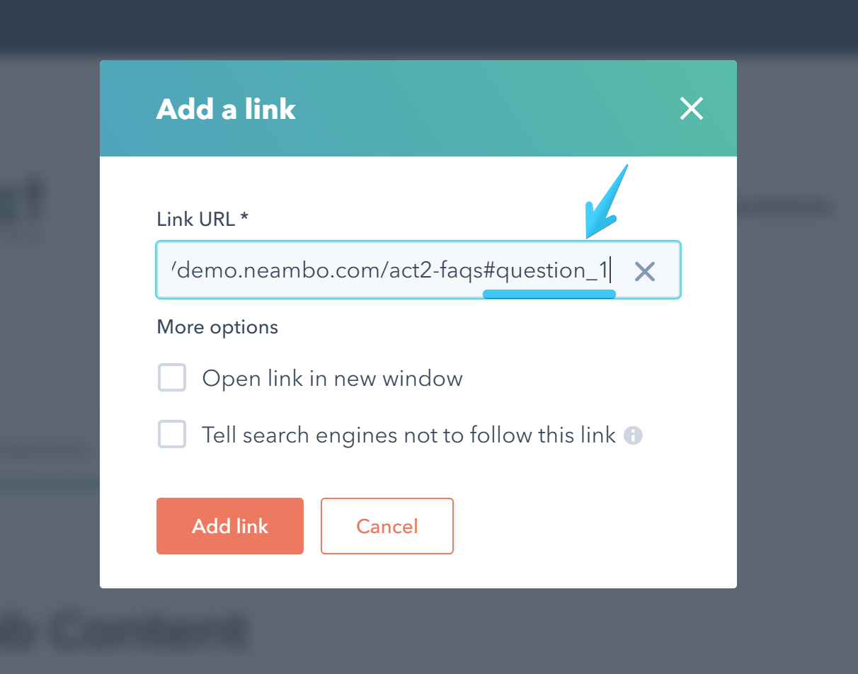Act2 Page Editor Link to Accordion Item