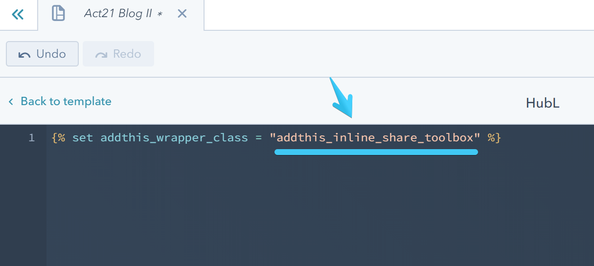 Act2 Template Builder Blog II AddThis Class Module Variable Value