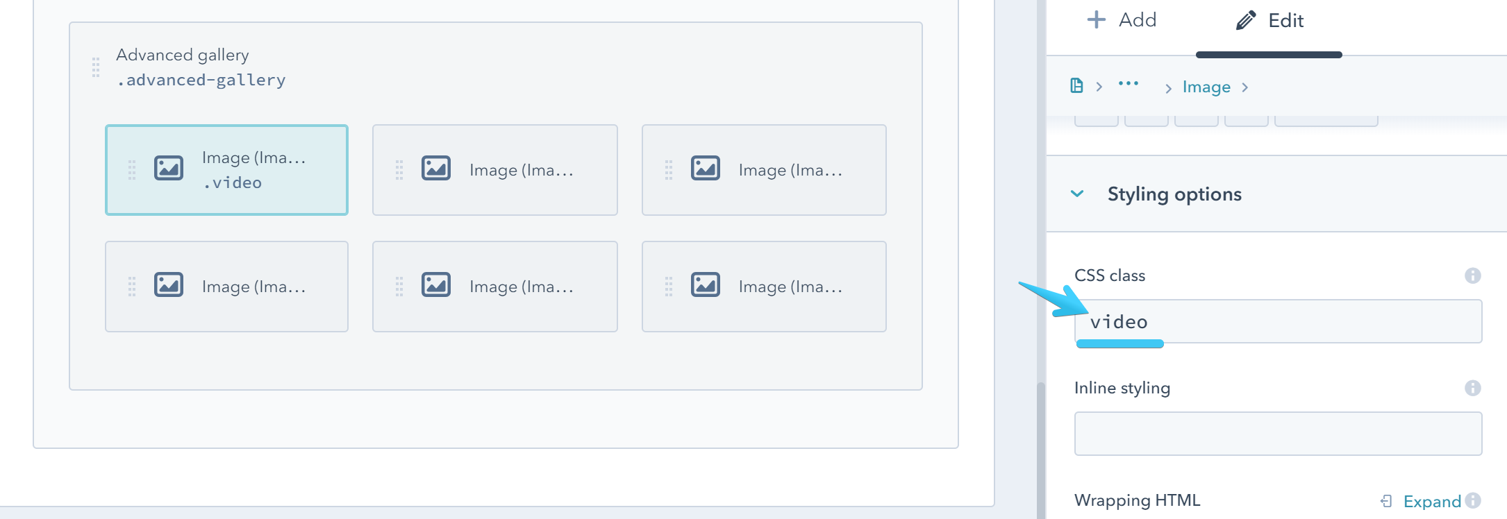 Act2 Template Builder Advanced Gallery Image CSS Class