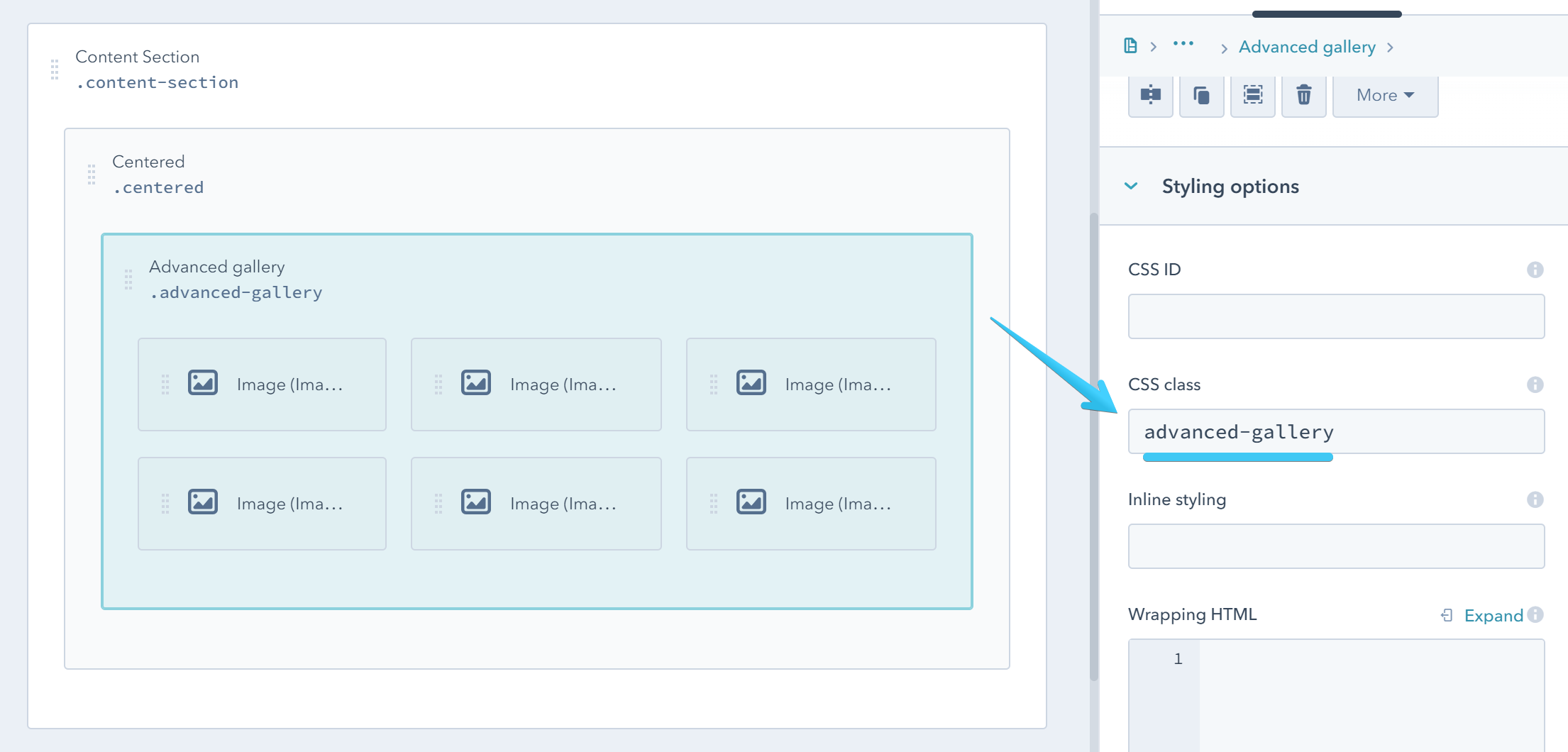 Act2 Template Builder Advanced Gallery CSS Class