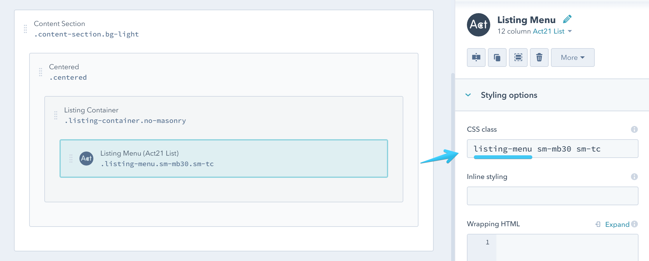 Act21 Listing Menu Class
