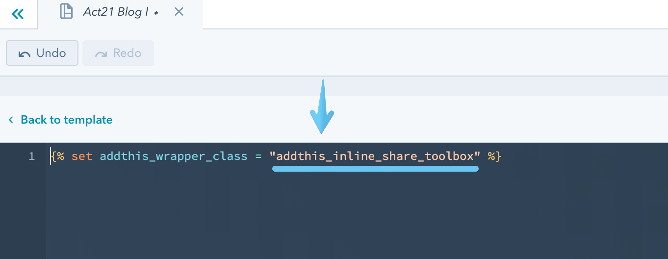 Act2 Template Builder Blog I AddThis Class Module Variable Value