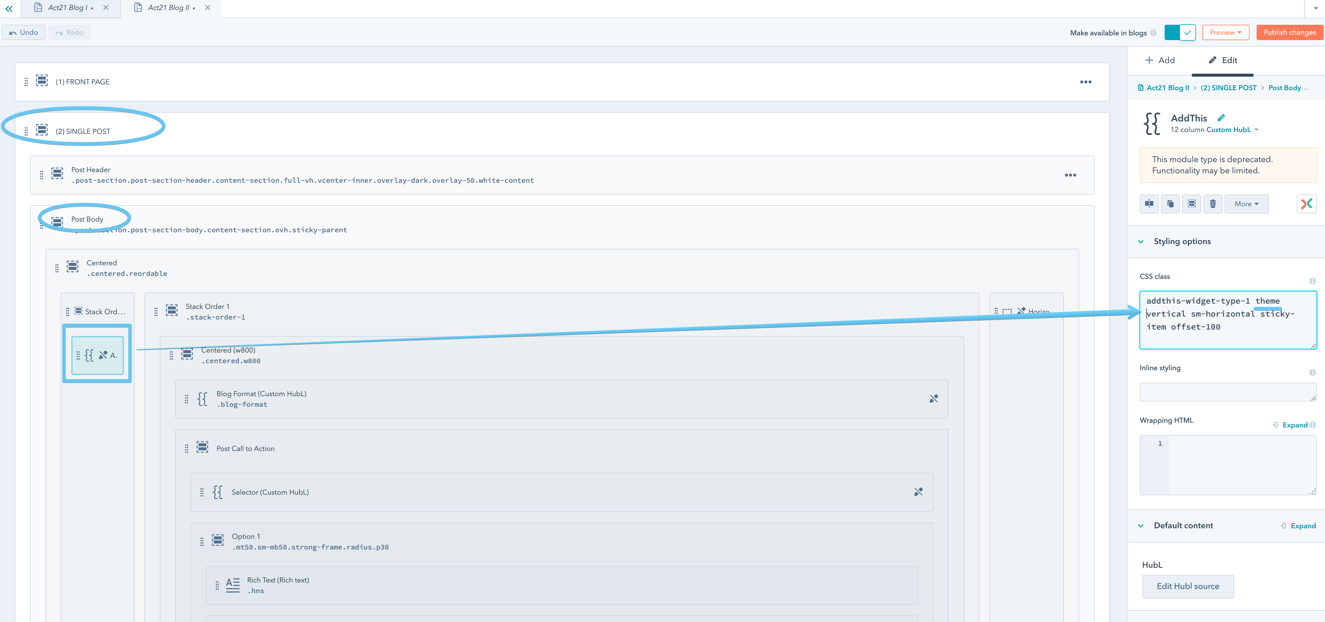 Act21 Blog II HubSpot Template - AddThis widget - Theme Class