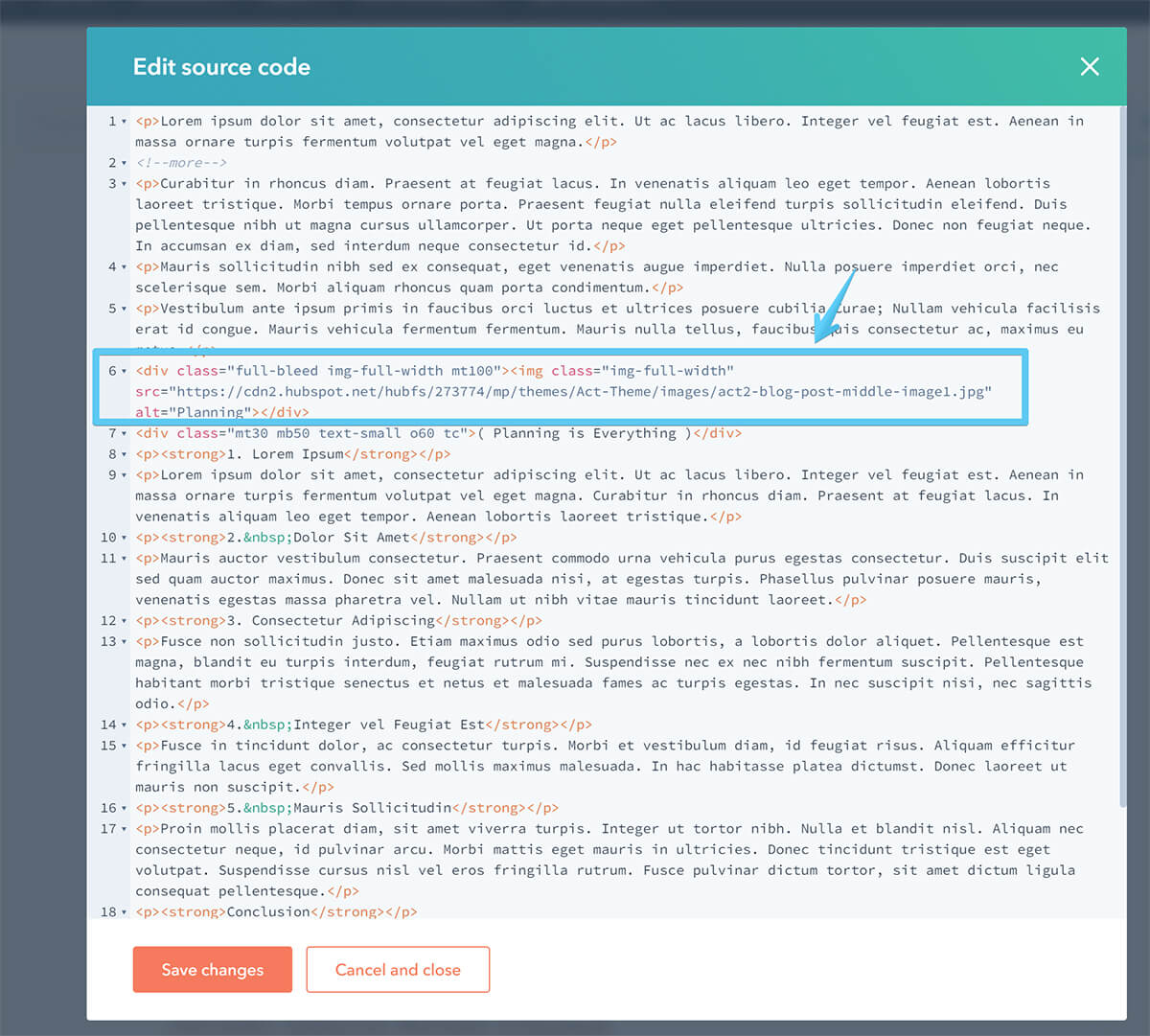 HubSpot Act2.1 Blog II: Full Bleed Image / Source code / New code