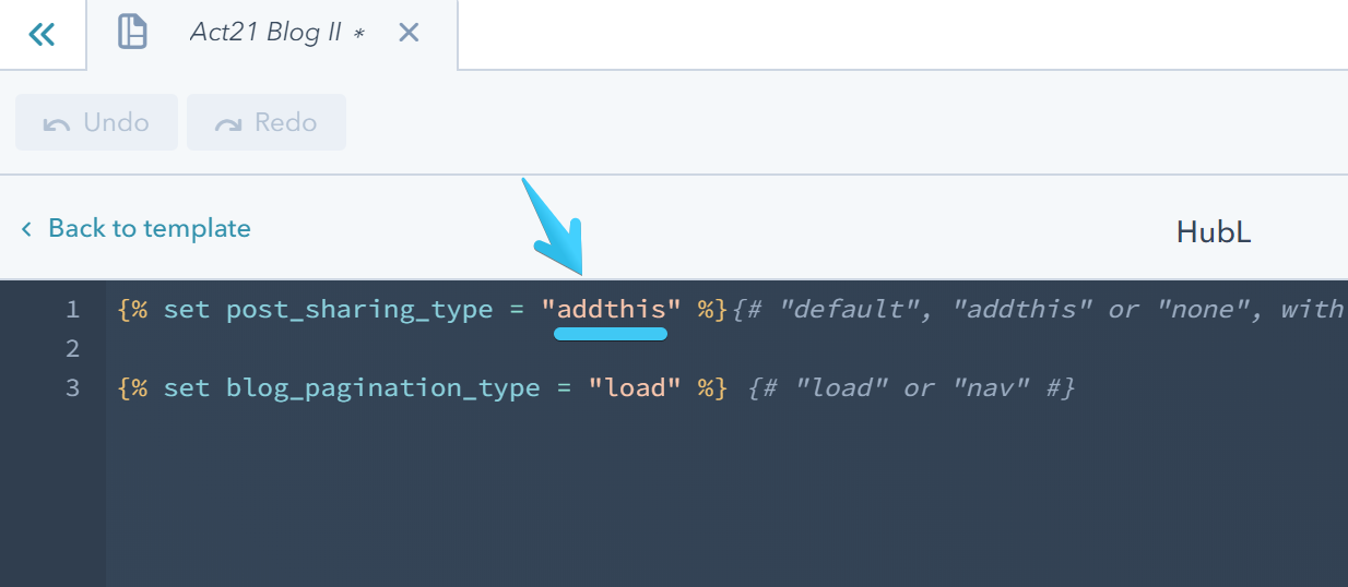 Act2 Template Builder Blog II Options Post Sharing Type
