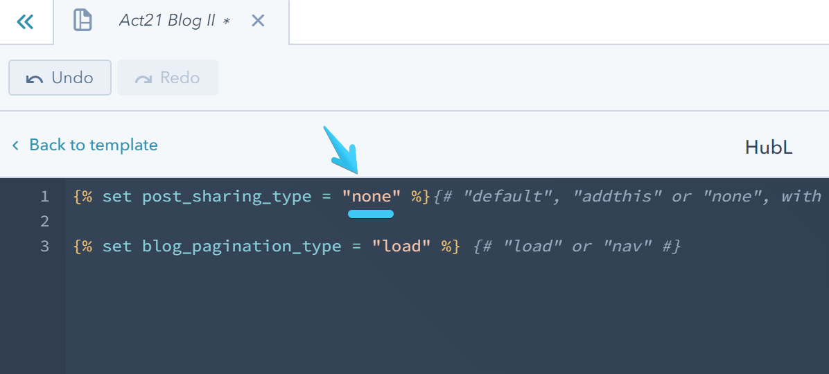 Act2 Template Builder Blog II Options Post Sharing Type None