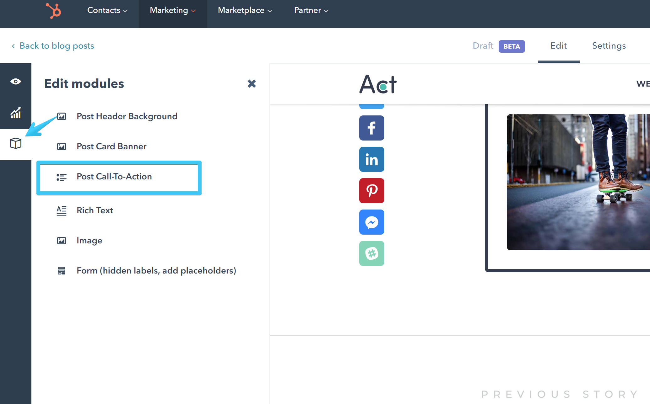 Act21 Blog II: Post Call to Action Options in the Post Editor