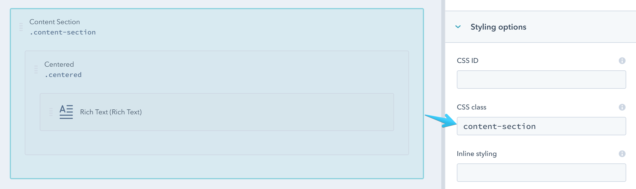 Act21 Design Tools Content Section CSS Class