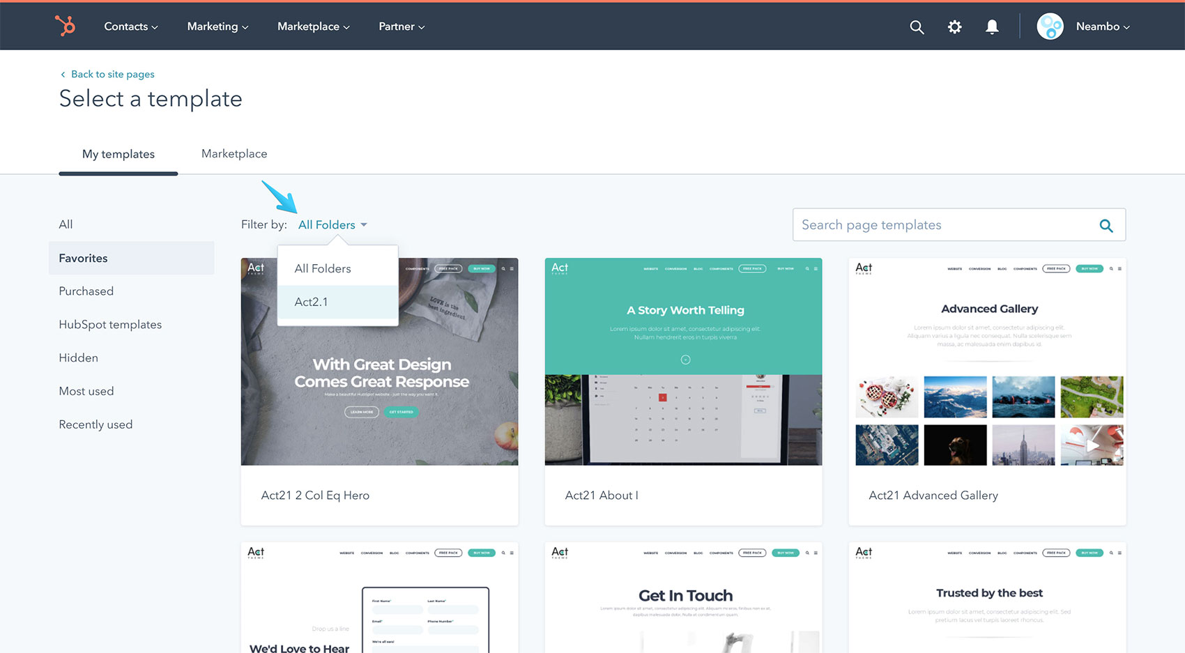 Act2 Create a website Page Browse Folders