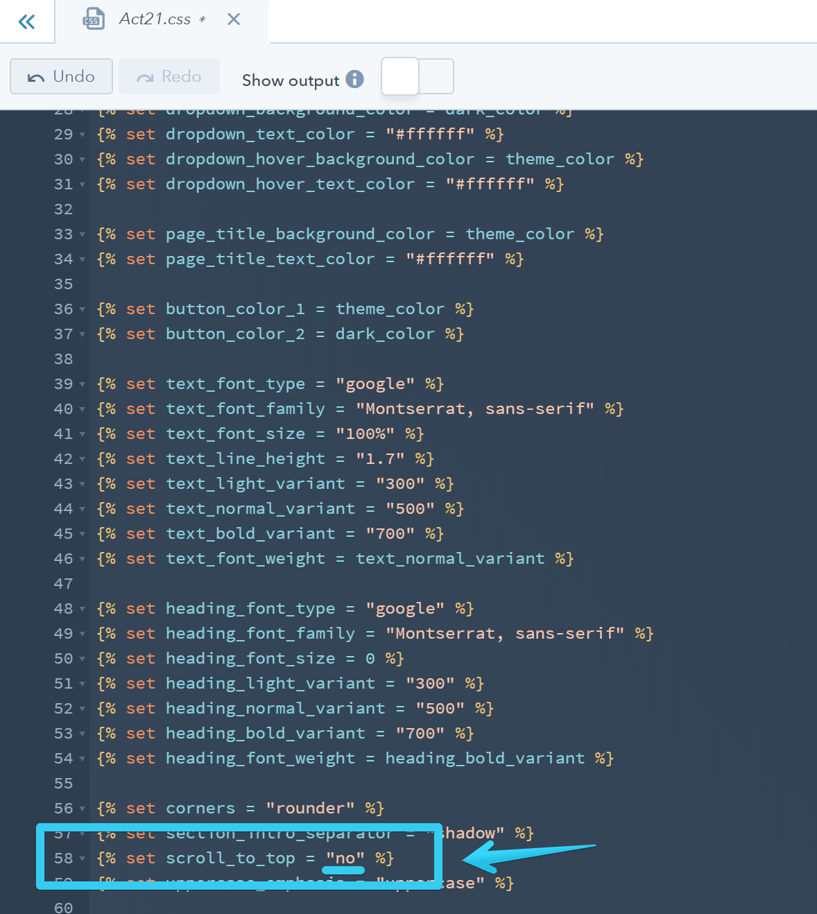 Act21 HubSpot Theme - CSS Stylesheet - Variables - Scroll to Top - No