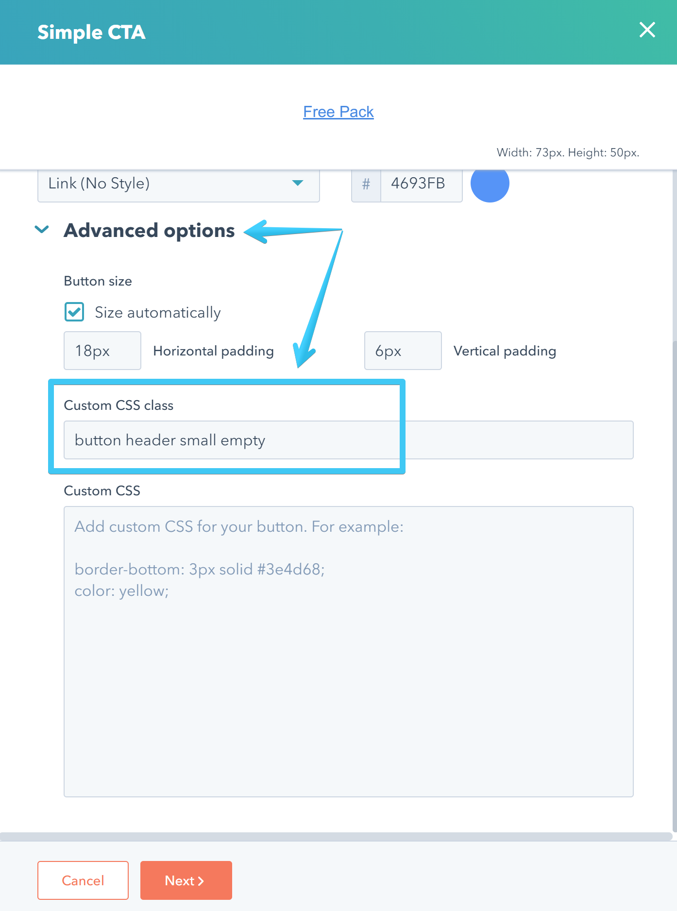 Act2 CTA Edit CSS Classes