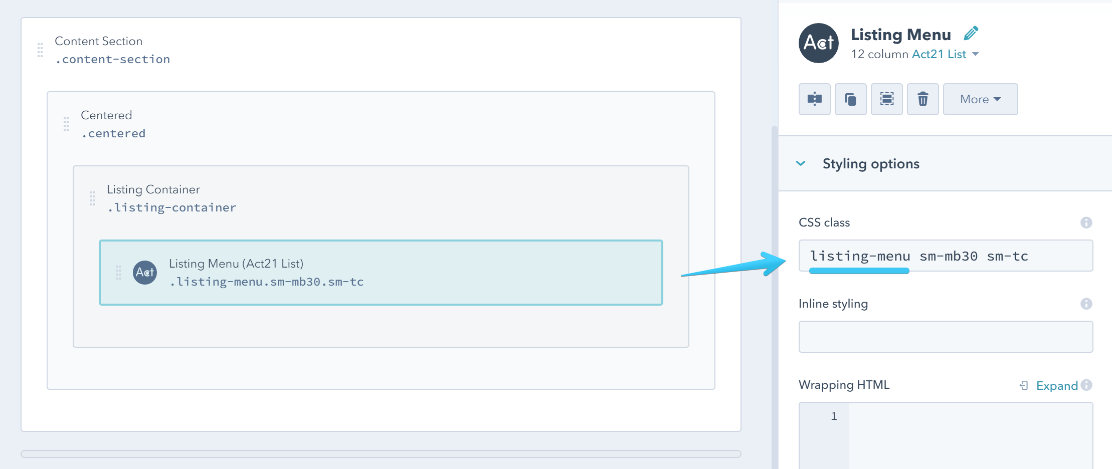 Act21 Listing Menu Class