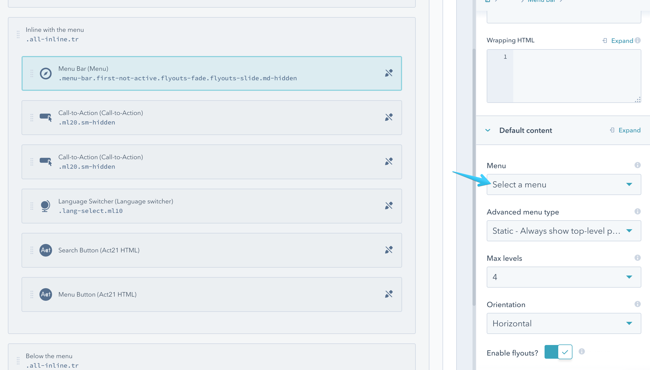 Act2 Template Builder Edit Menu Bar