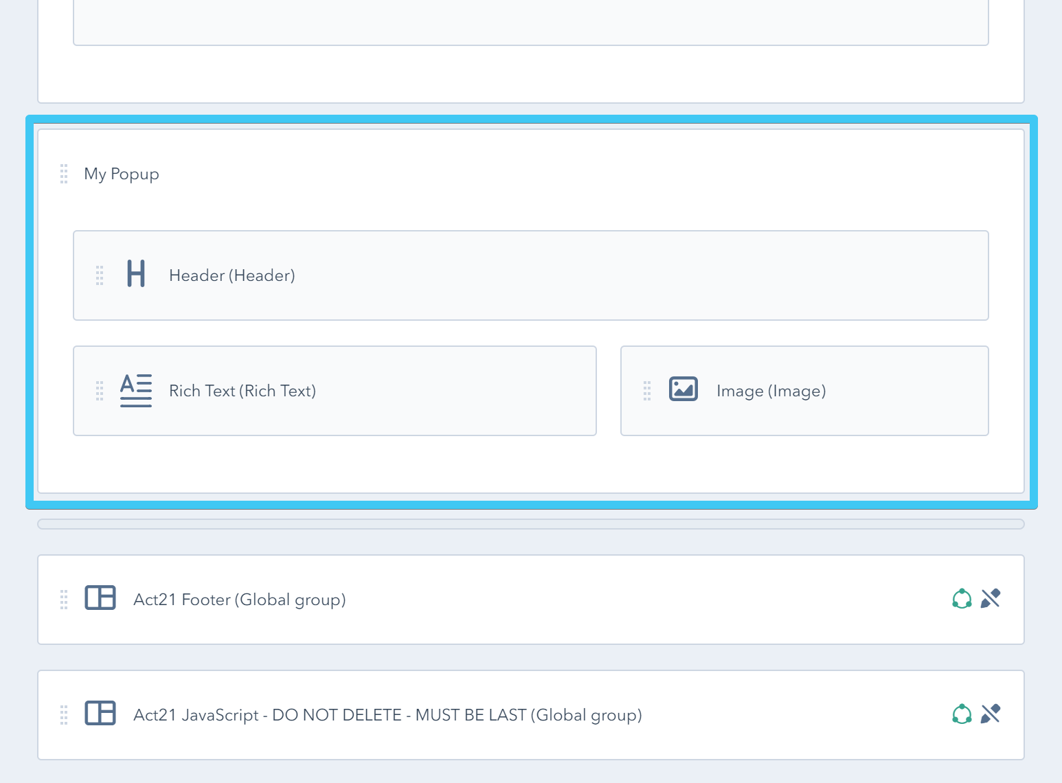 Act2 Template Builder My Popup