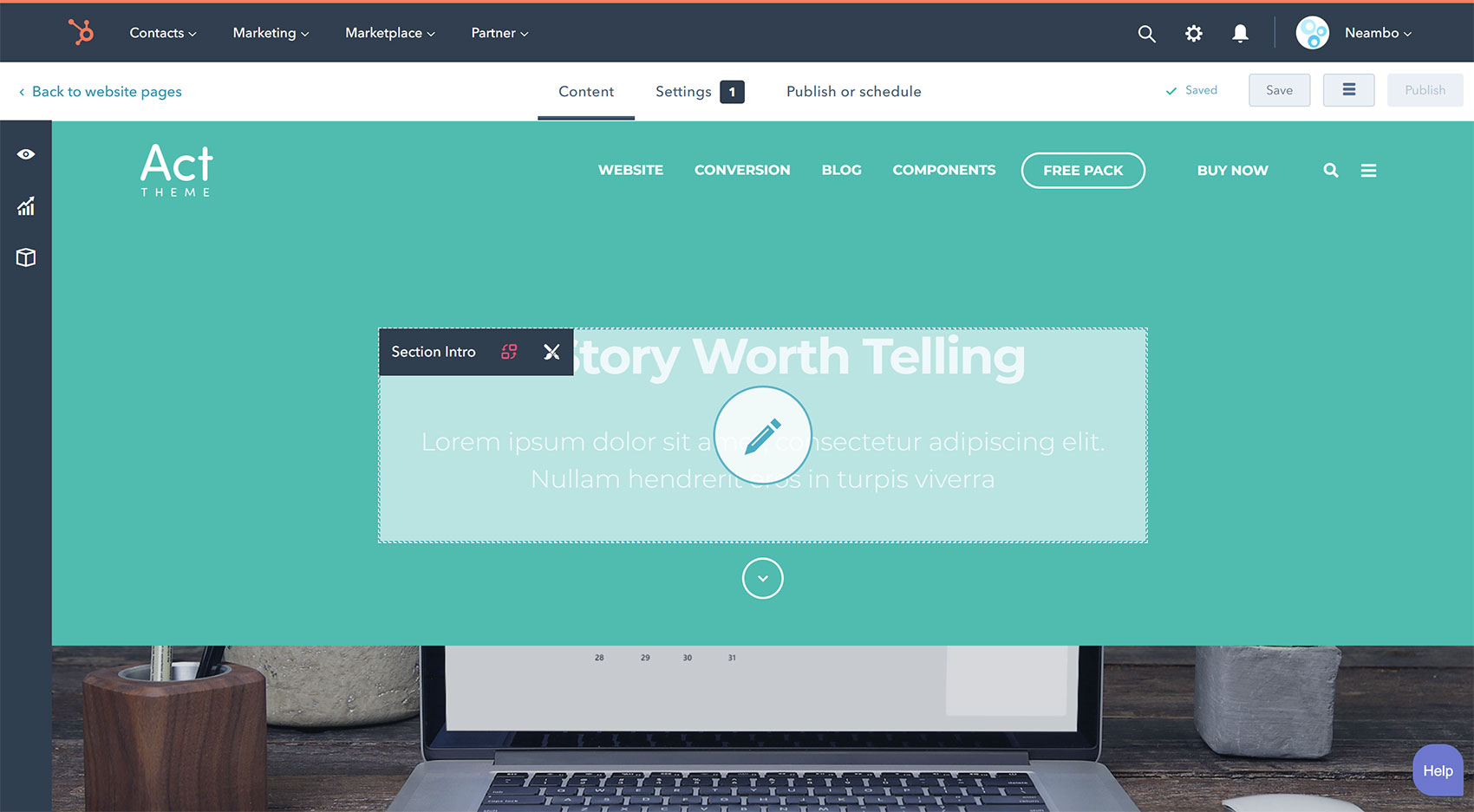 Act2 Create a Website Page Edit Content