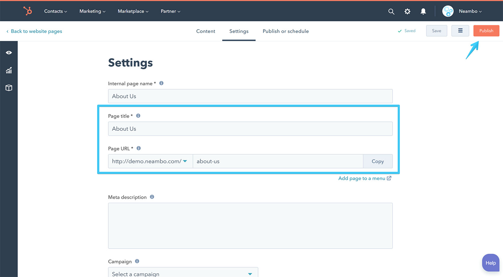 Act2 Page Editor Settings