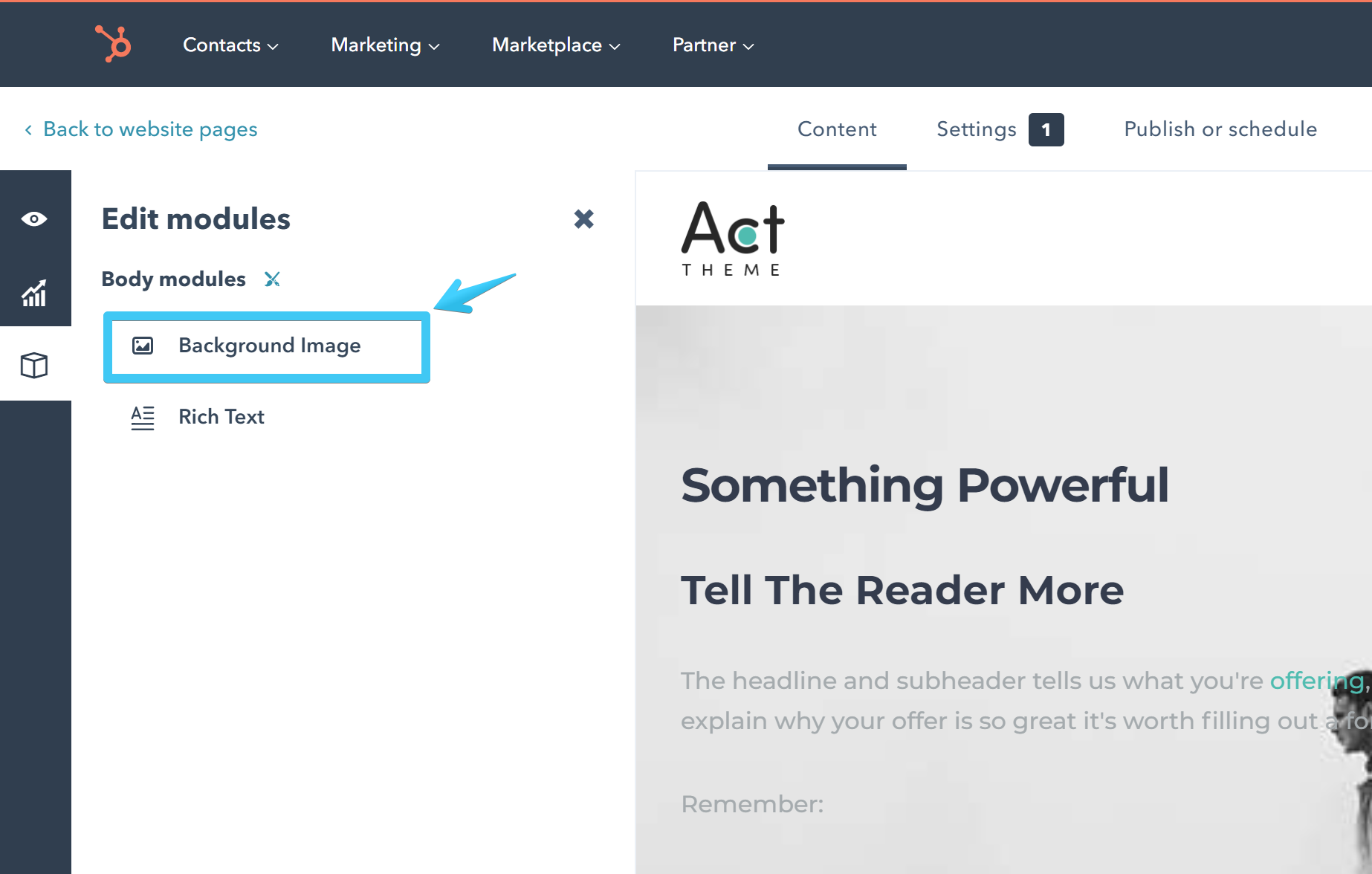 Act2 Page Editor Edit Background Image Module