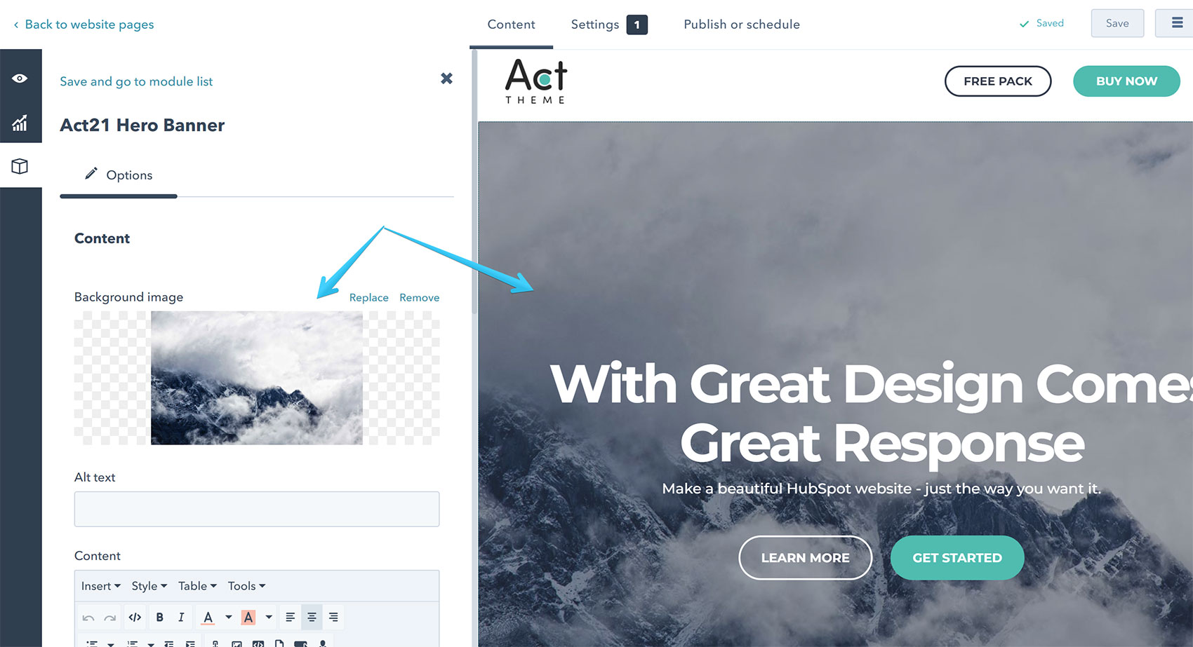 Act2 Page Editor Hero Banner Background Image