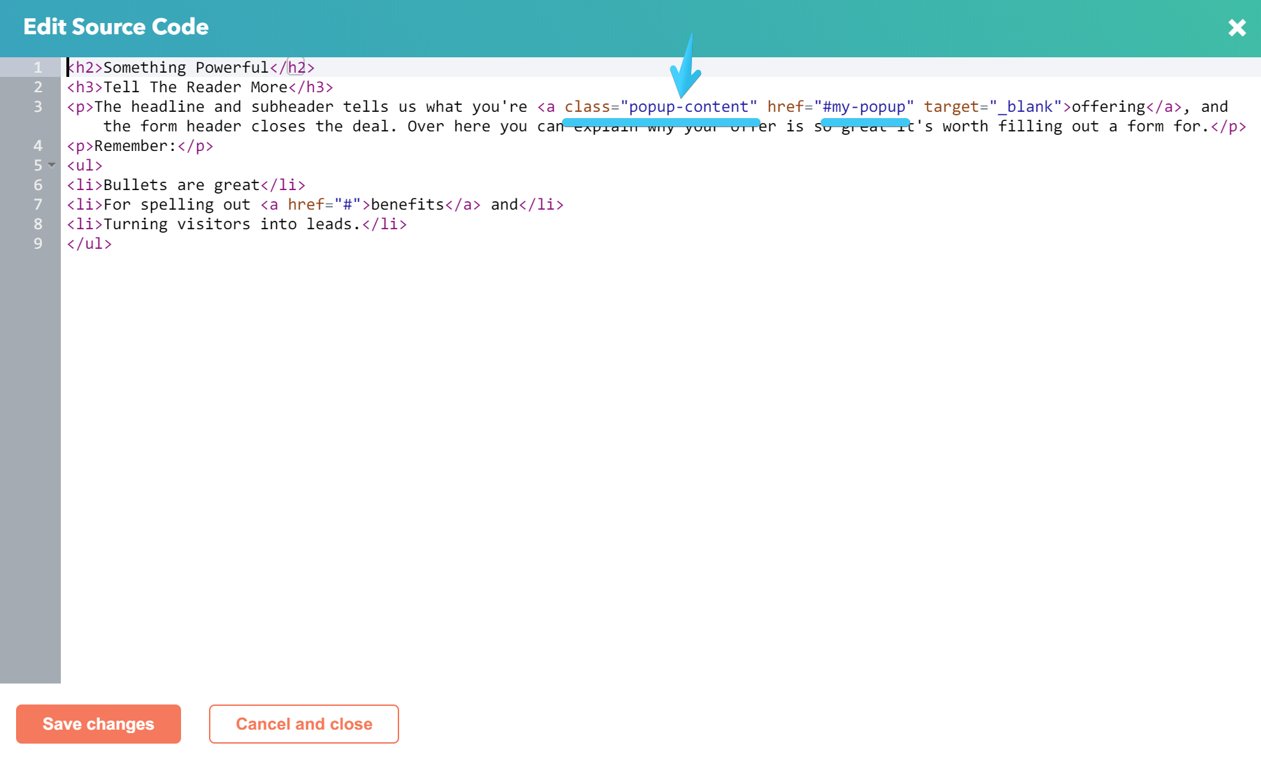 Act2 Template Builder Rich Text Source Code Popup Content Class
