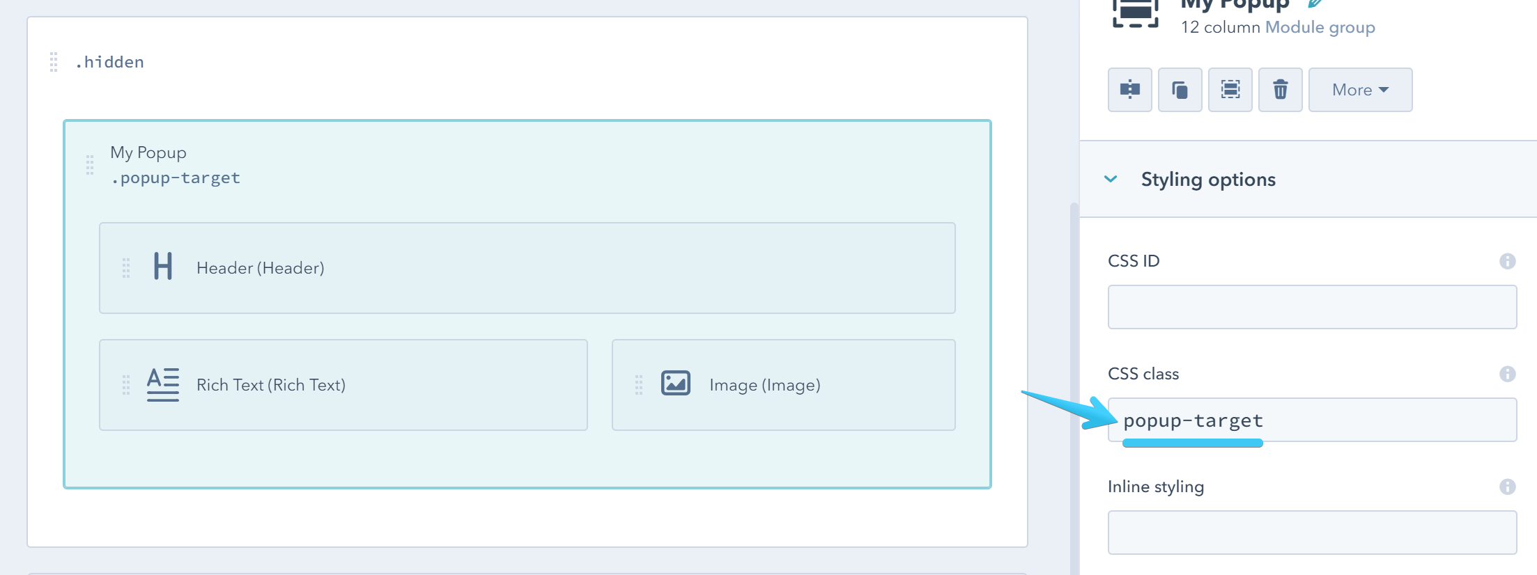 Act2 Template Builder My Popup CSS Class