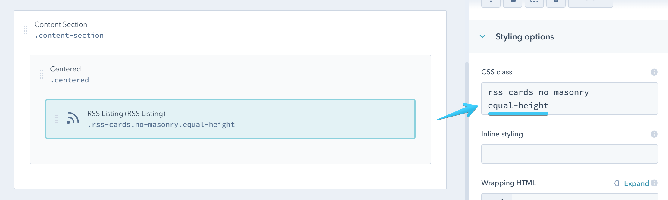 Act2 Template Builder RSS Cards No Masonry Equal Height CSS Class
