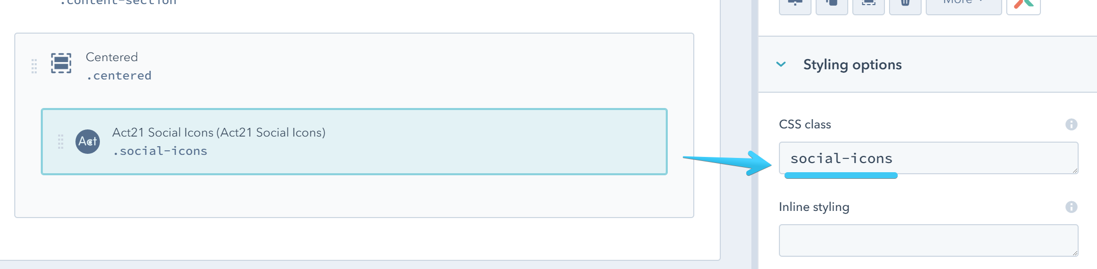 Act21 Social Icons module - CSS Class