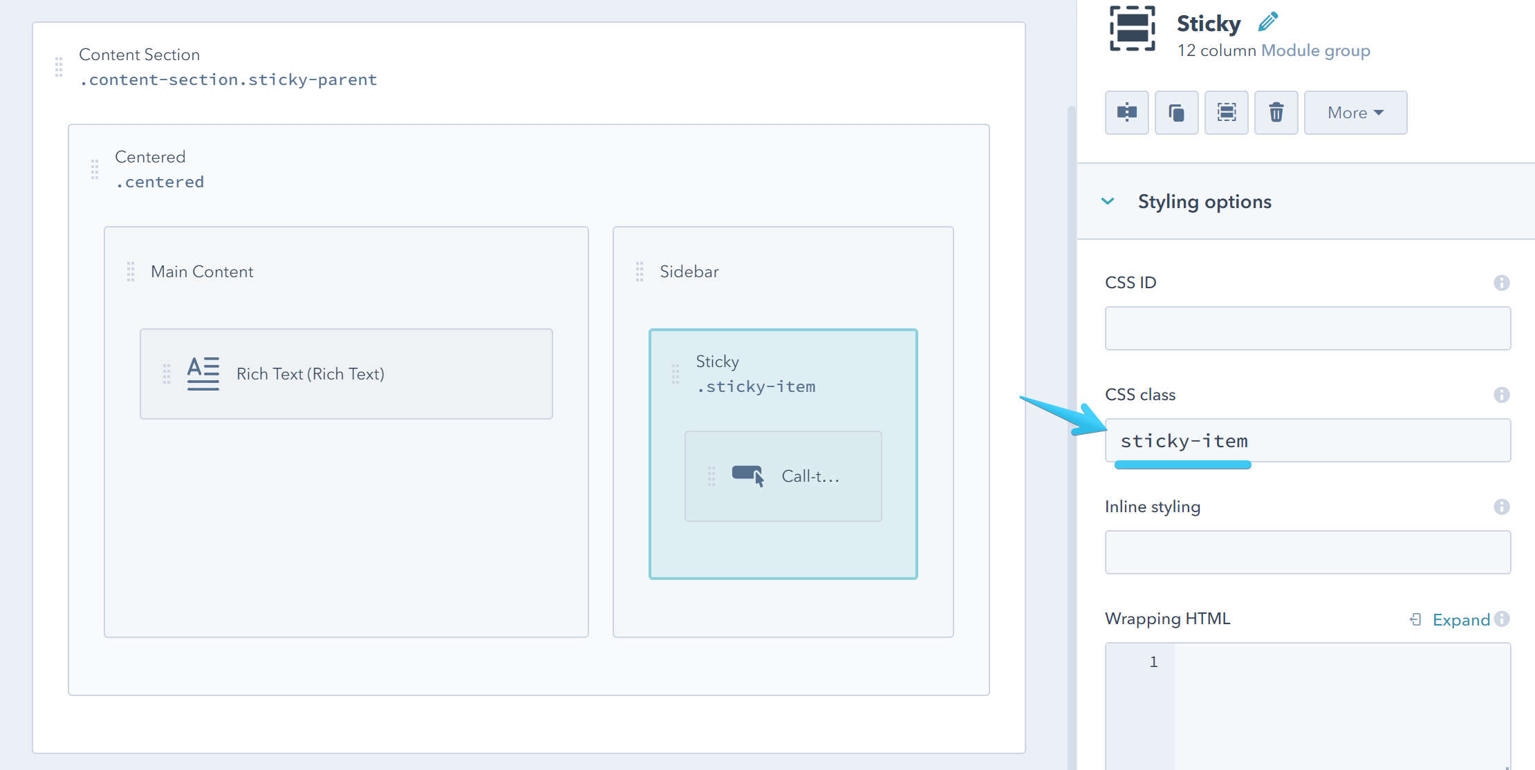 Act2 Template Builder Sticky Item CSS Class