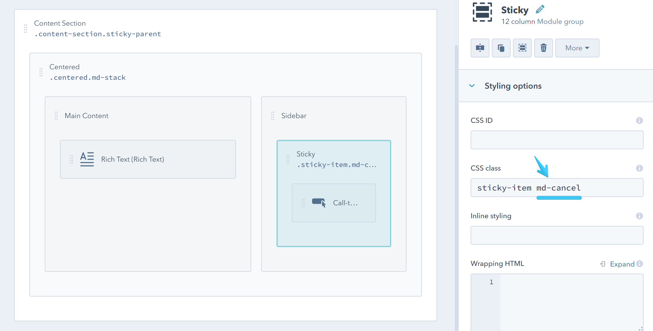 Act2 Template Builder Sticky Item MD Cancel CSS Class