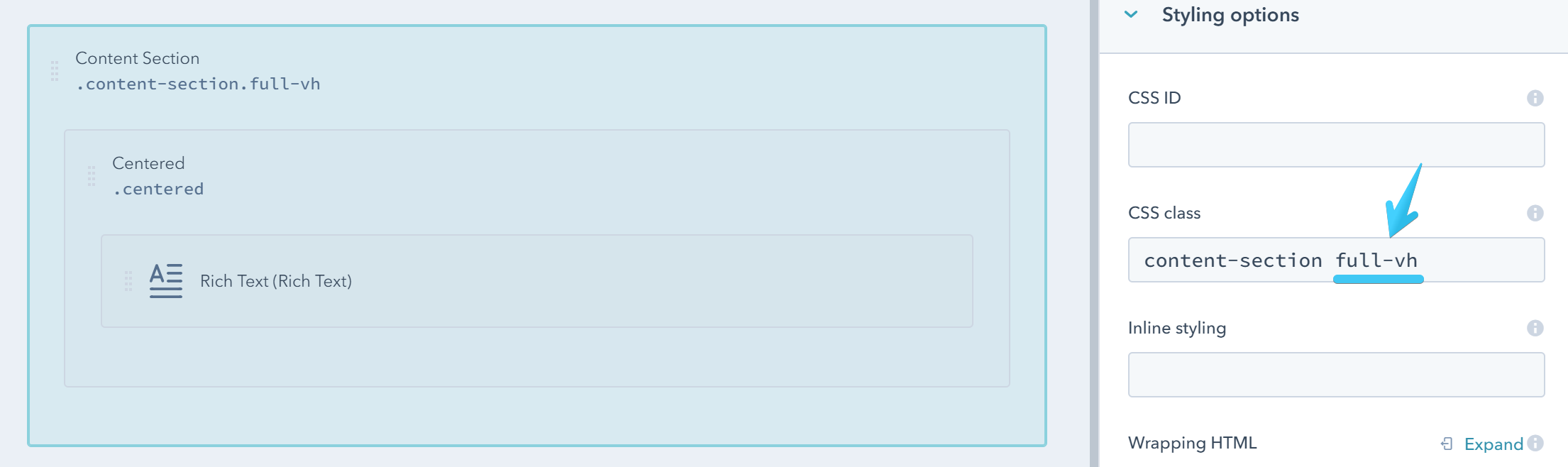 Act2 Template Builder Content Section Full Viewport Height CSS Class