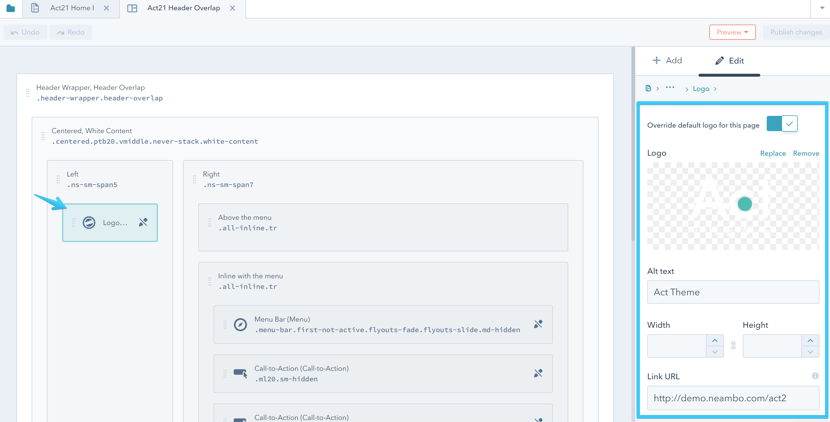 Act2 Template Builder Edit Logo