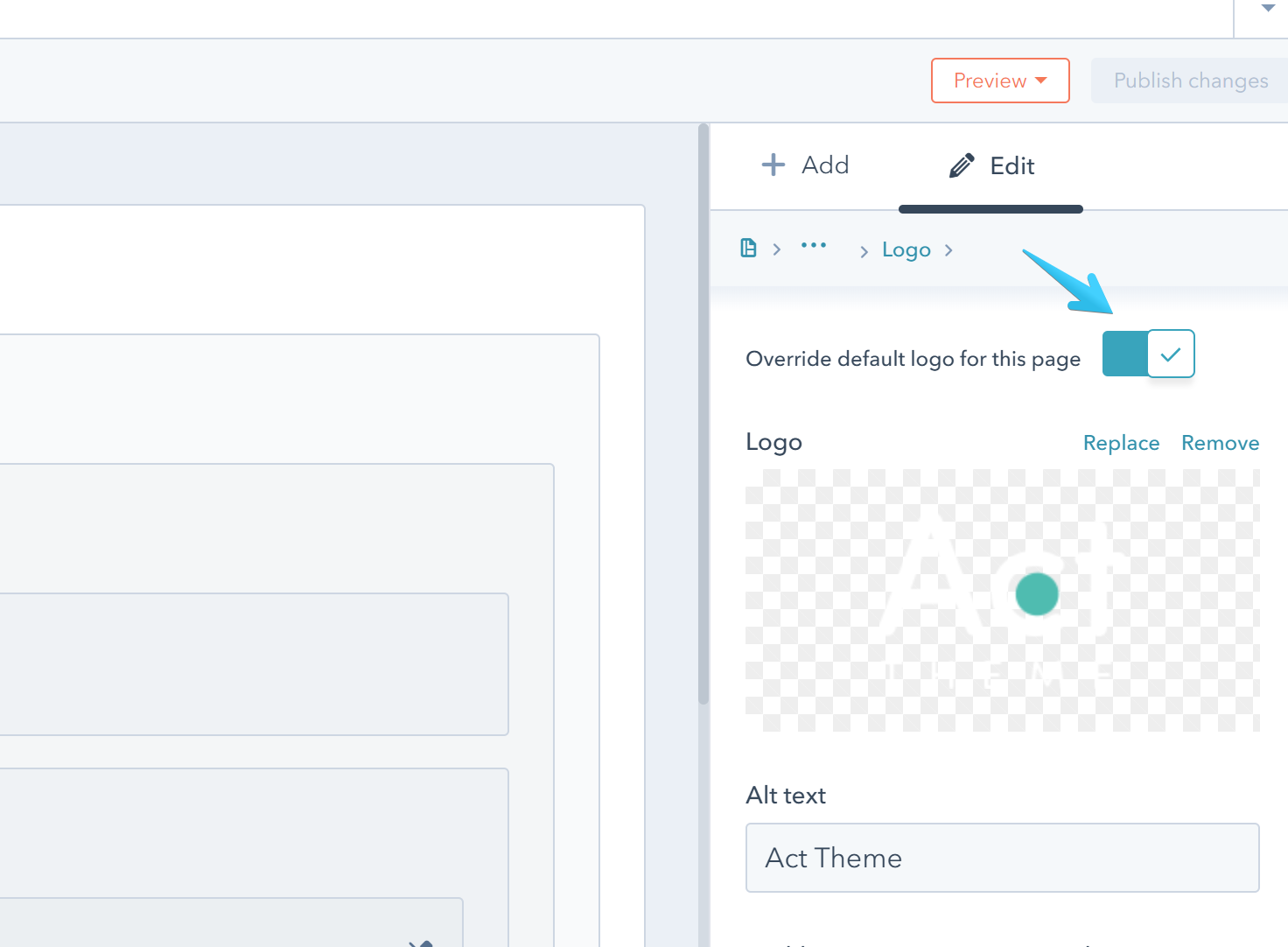 Act2 Template Builder Edit Logo