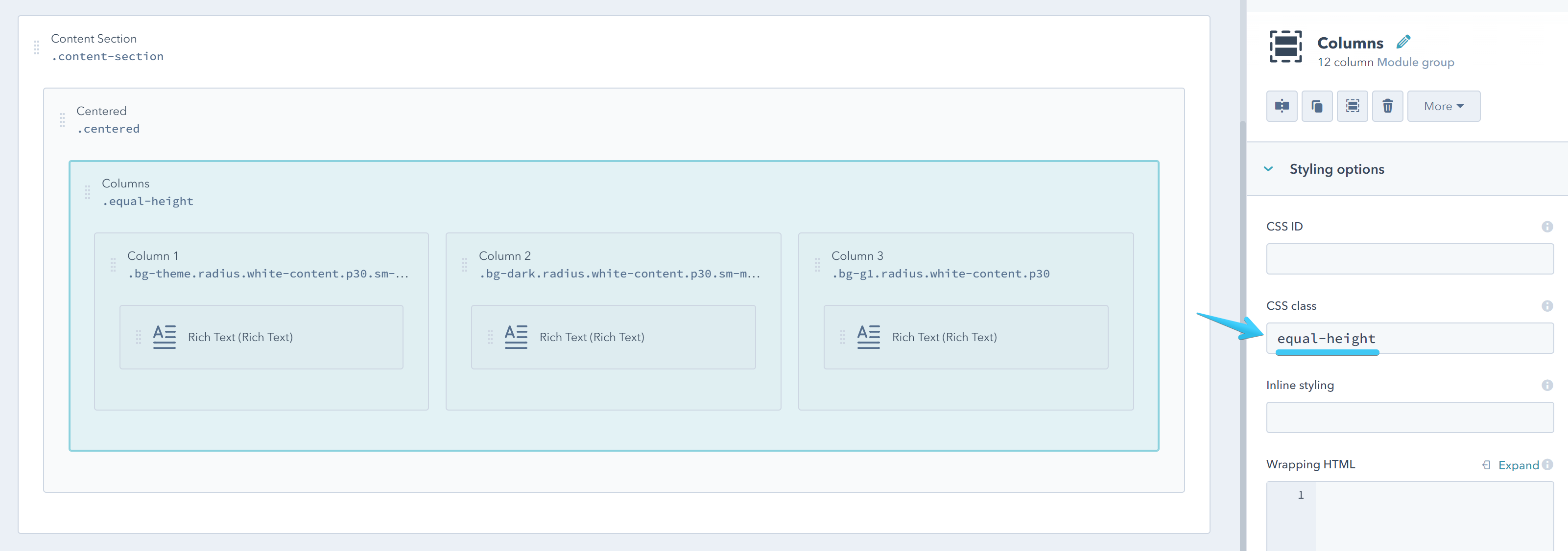 Act2 Template Builder Equal Height CSS Class