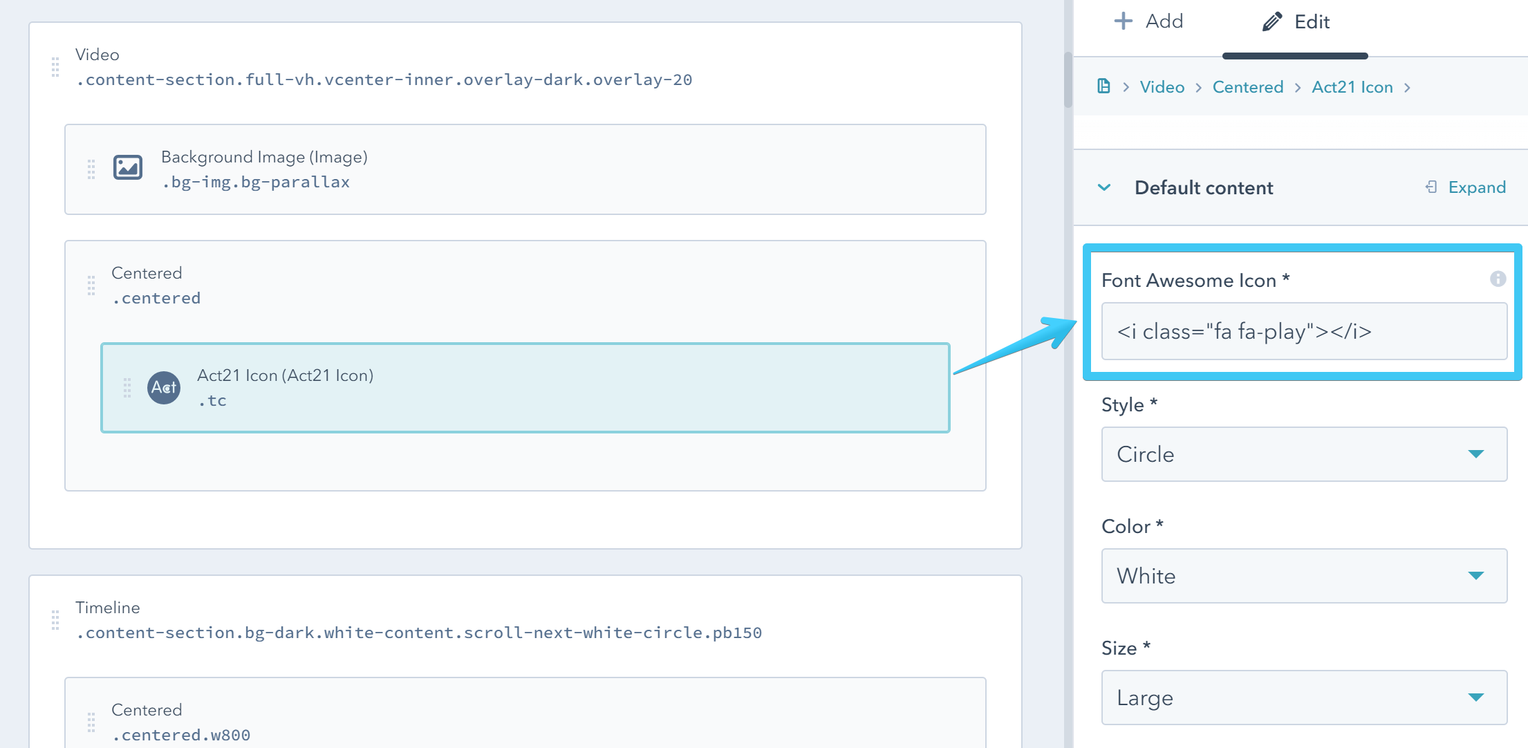Act2 Template Builder Font Awesome Icon Code