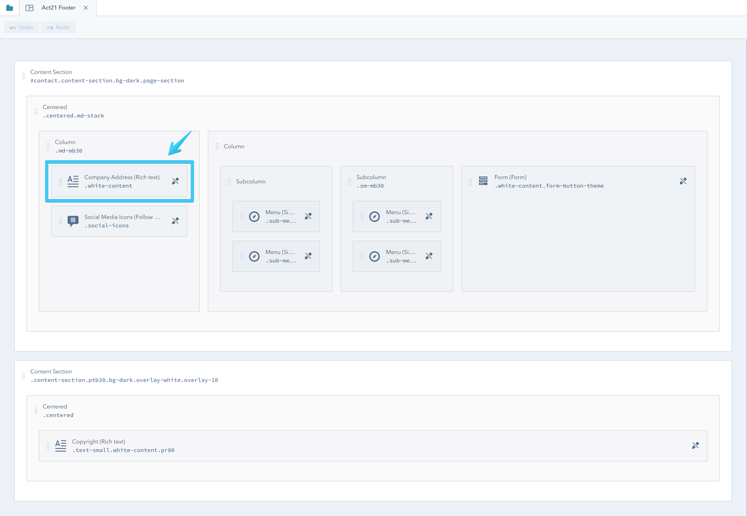 Act2 Template Builder Footer II Company Address