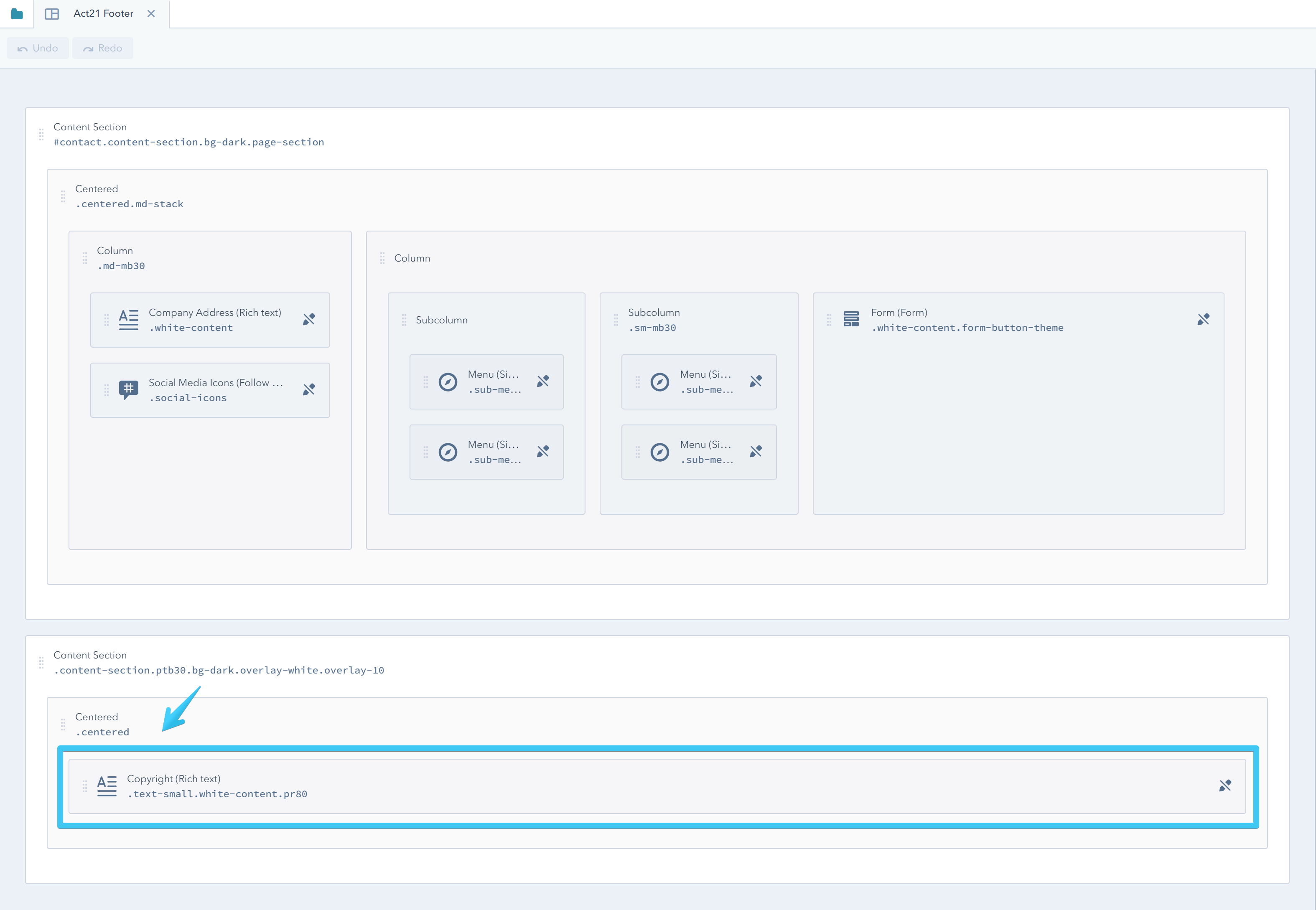 Act2 Template Builder Footer II Copyright