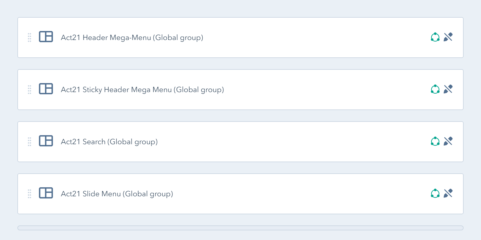 Act2 Template Builder Header with Mega Menu