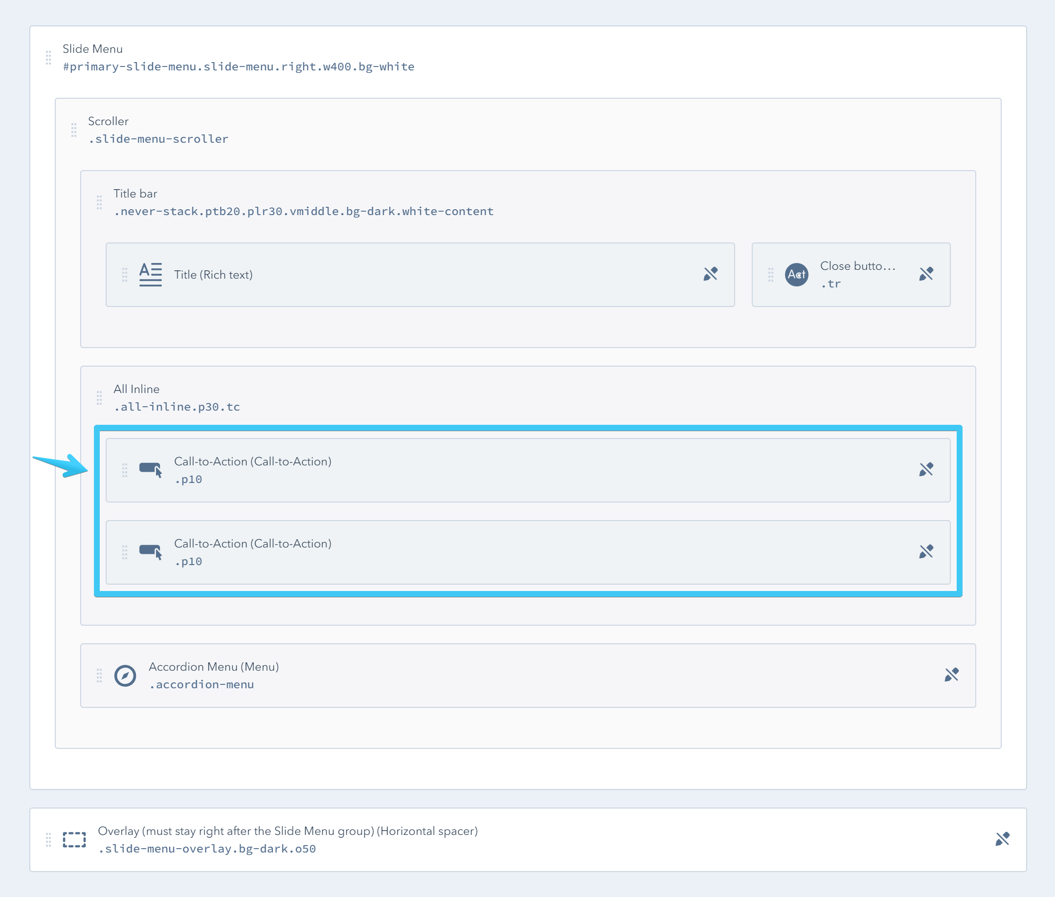 Act2 Template Builder Menu Slide CTAs