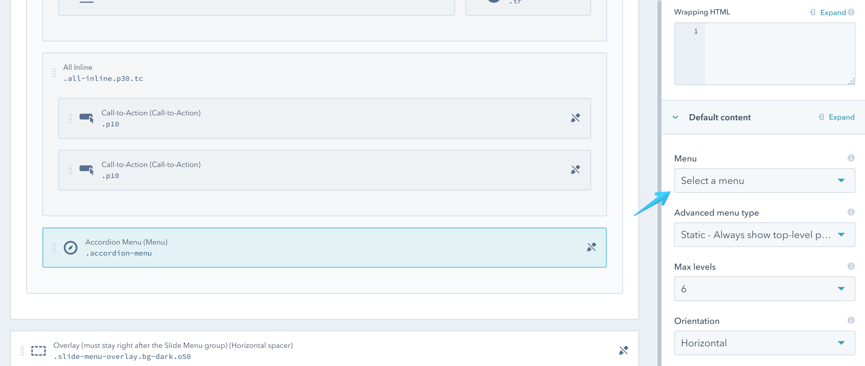 Act2 Template Builder Menu Slide Edit Menu Options