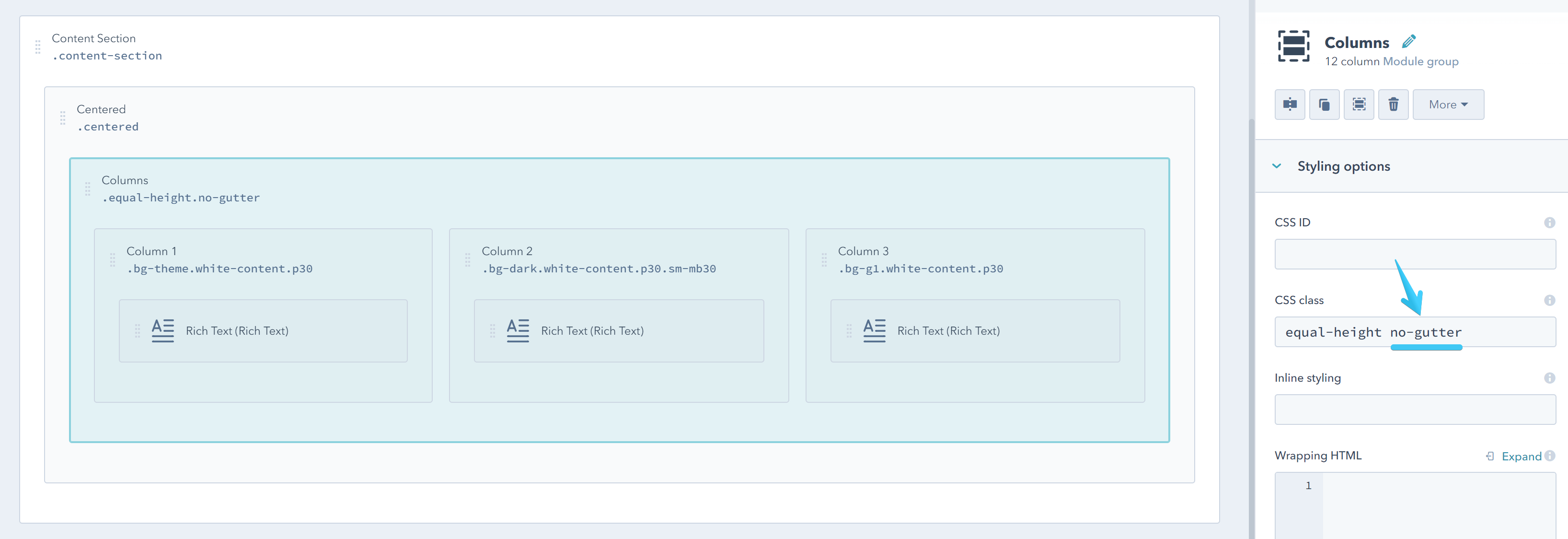 Act2 Template Builder No Gutter CSS Class