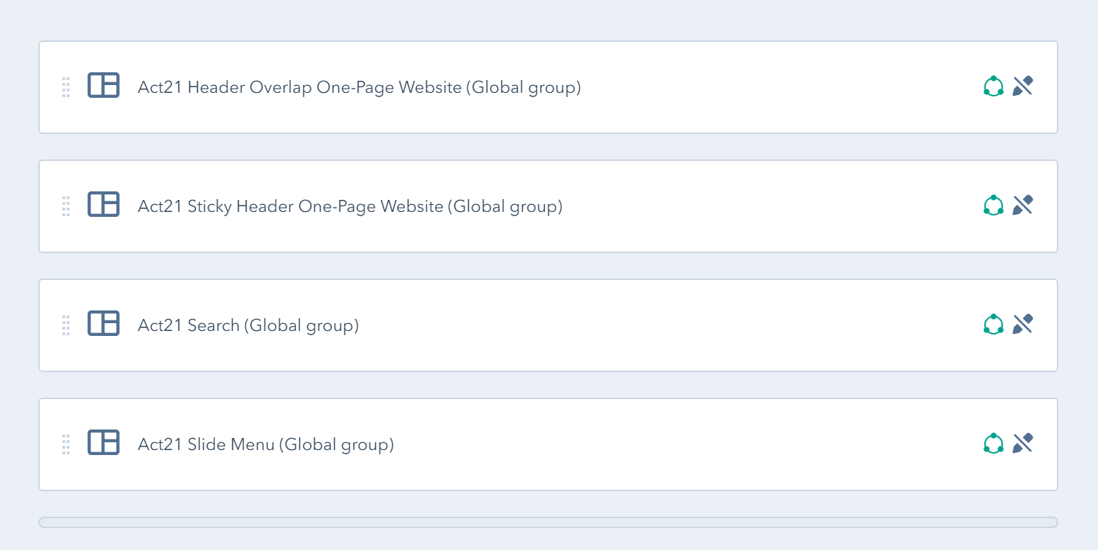 Act2 Template Builder One-Page Website Header