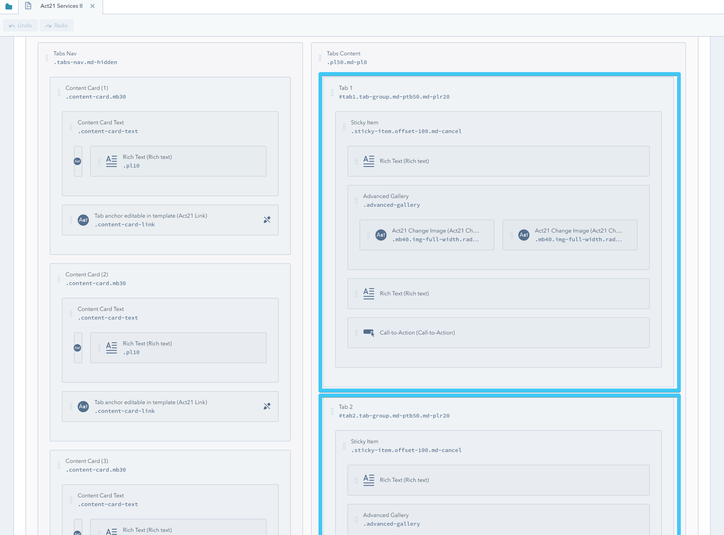 Act2 Template Builder Services II Tabs Nav