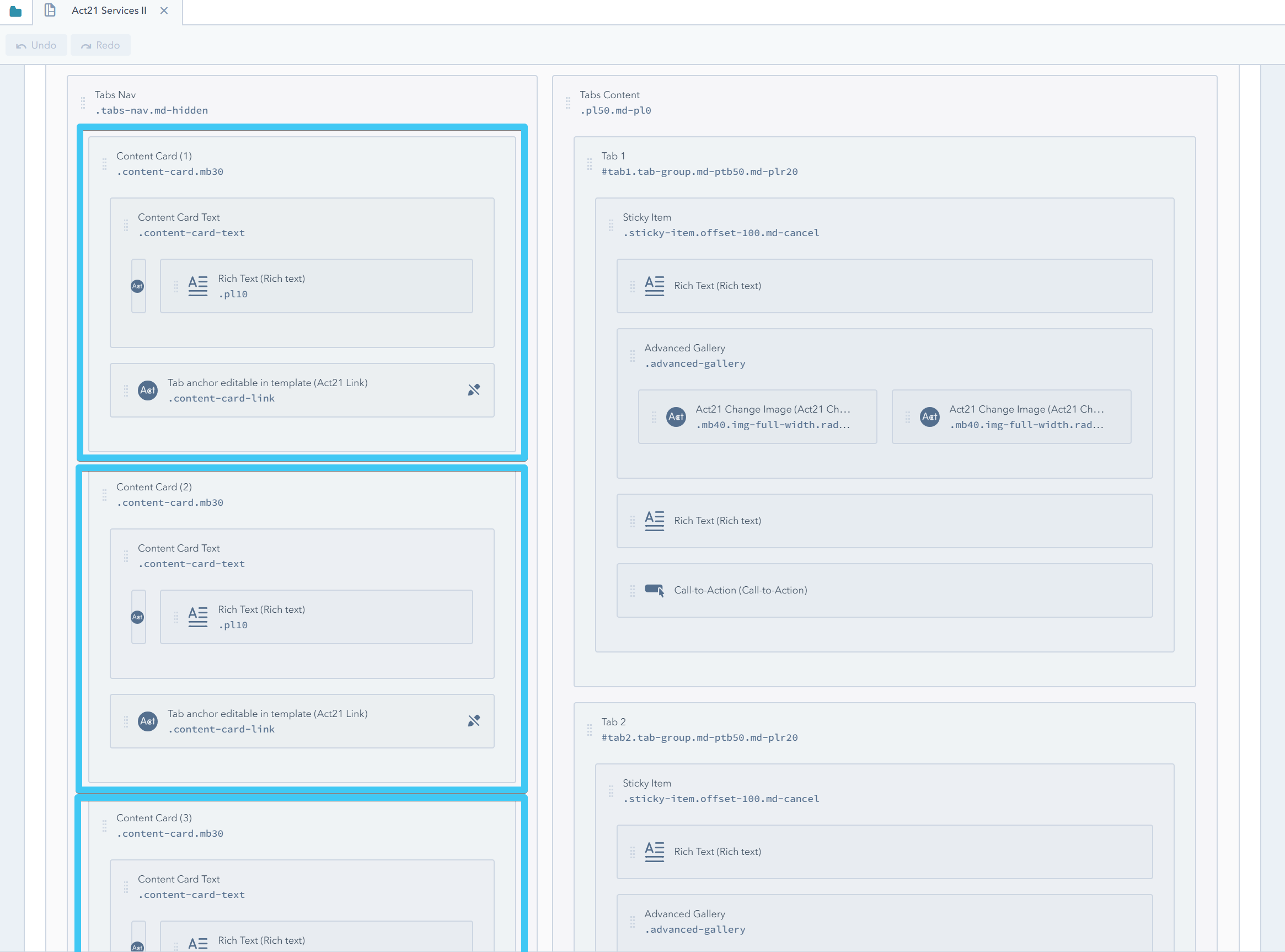 Act2 Template Builder Services II Tabs Nav