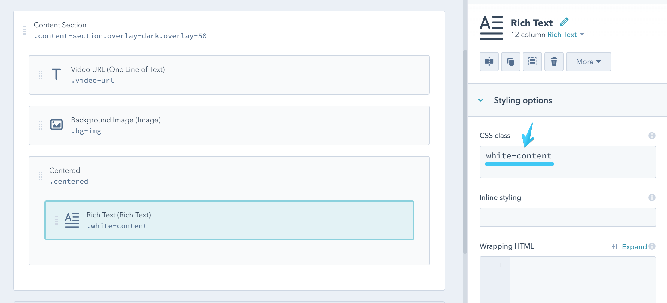 Act2 Template Builder Rich Text CSS Class