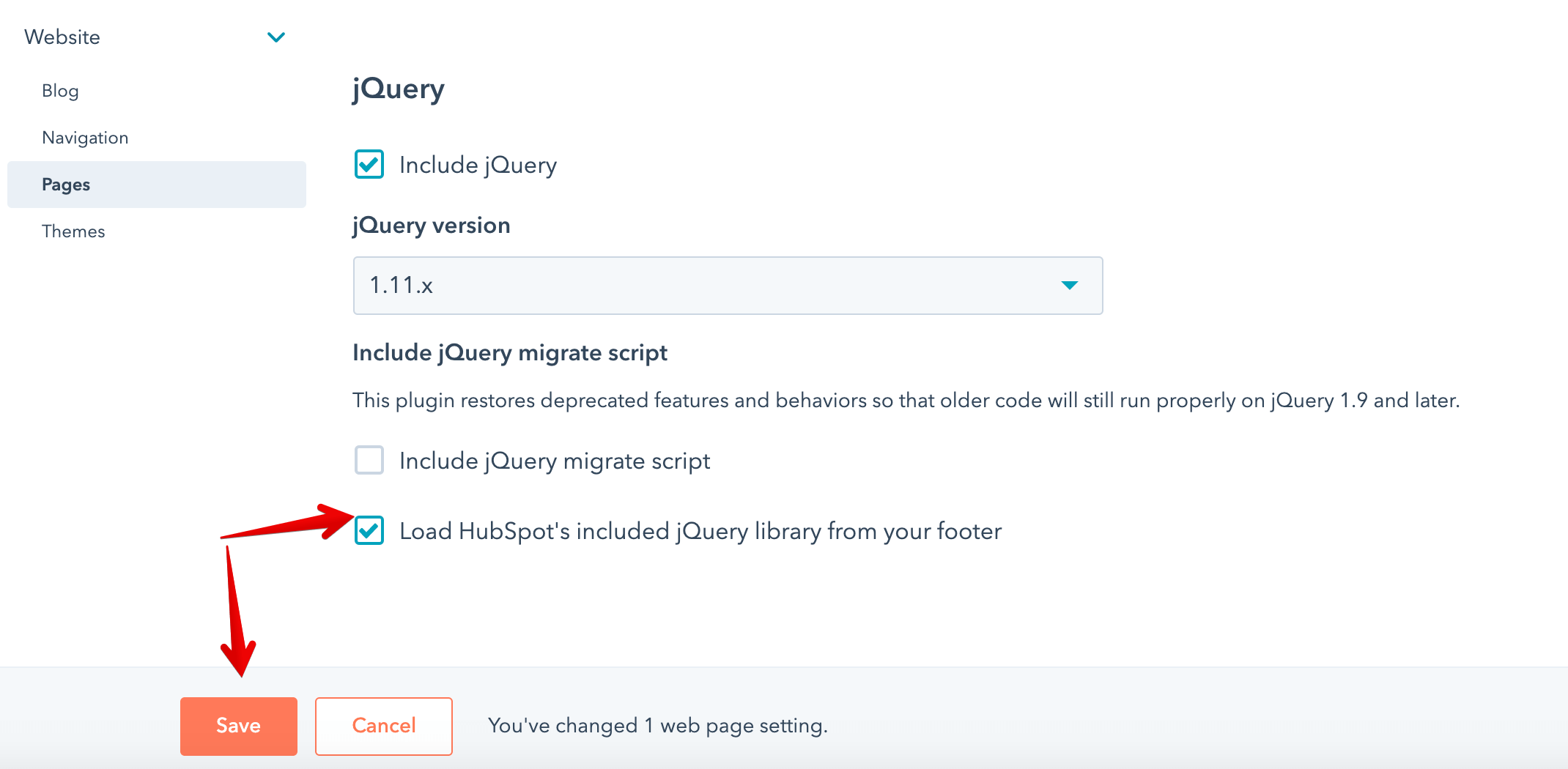 Load jQuery from footer on HubSpot CMS